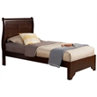 Pemberly Row Twin Size Wood Sleigh Bed in Cappuccino (Brown)