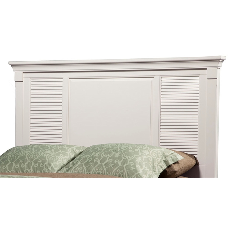 Pemberly Row Queen Size Wood Shutter Panel Bed in Classic White
