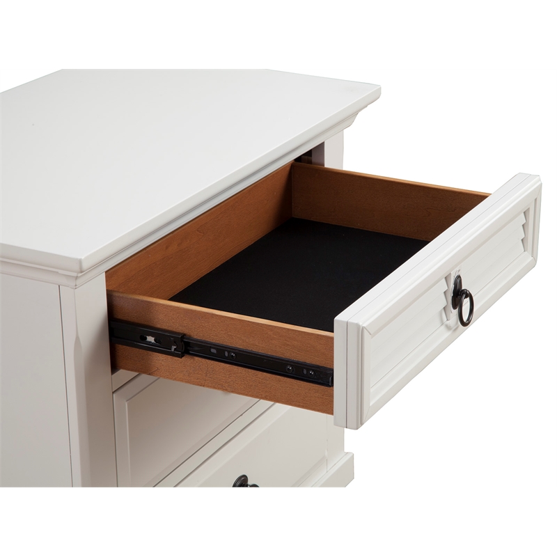 Pemberly Row 3 Drawer Wood Bedside Nightstand in Classic White