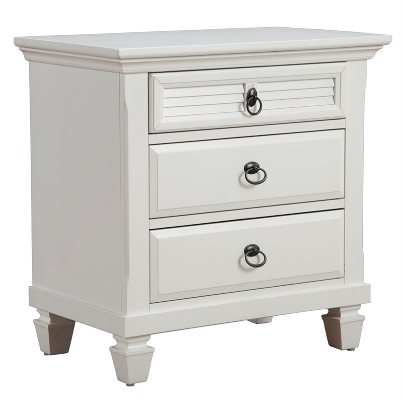 Pemberly Row 3 Drawer Wood Bedside Nightstand in Classic White