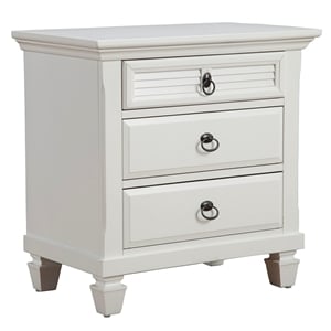 Pemberly Row 3 Drawer Wood Bedside Nightstand in Classic White