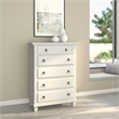 Pemberly Row 5 Drawer Bedroom Wood Storage Chest in Classic White