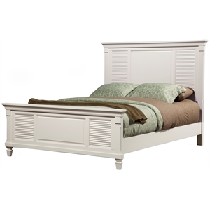Pemberly Row California King Shutter Wood Panel Bed in Classic White
