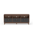 Pemberly Row 3 Drawer Wood TV Console in Dark Walnut (Brown) and Black