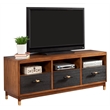 Pemberly Row 3 Drawer Wood TV Console in Dark Walnut (Brown) and Black