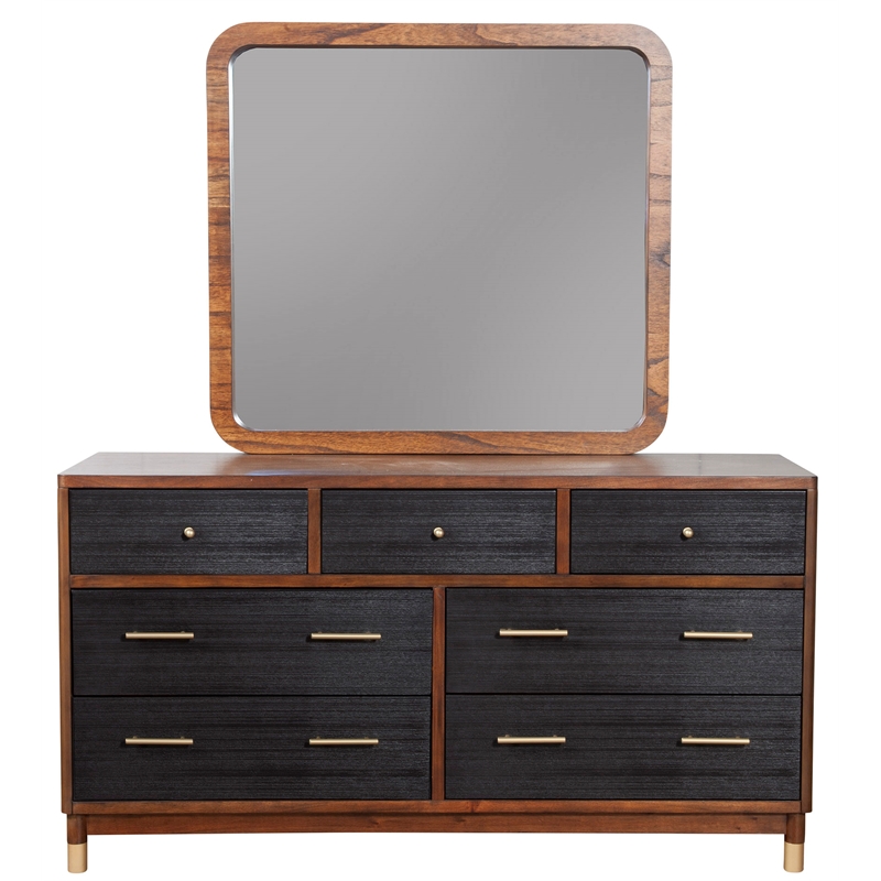 Pemberly Row Wood Bedroom Dresser Mirror in Dark Walnut (Brown)
