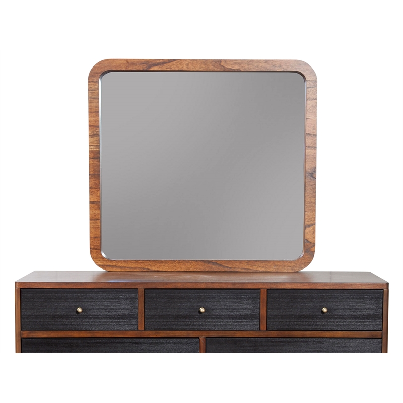 Pemberly Row Wood Bedroom Dresser Mirror in Dark Walnut (Brown)