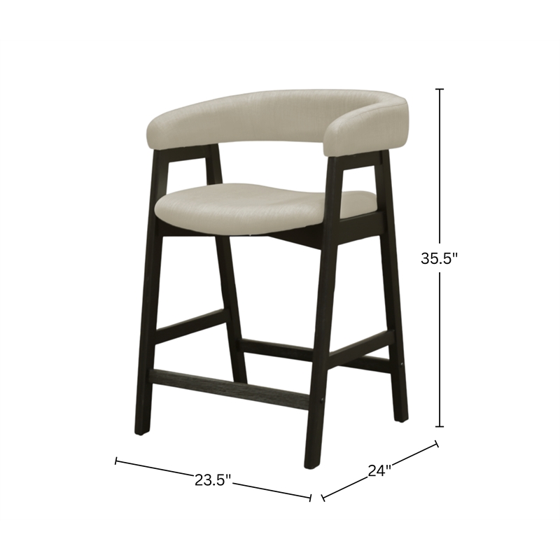 Pemberly Row Wood Counter Height Chairs Set of 2 in Vintage Black