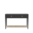 Pemberly Row 2 Drawer Console Table with Woven Shelf in Charcoal Gray