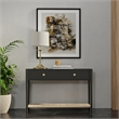Pemberly Row 2 Drawer Console Table with Woven Shelf in Charcoal Gray