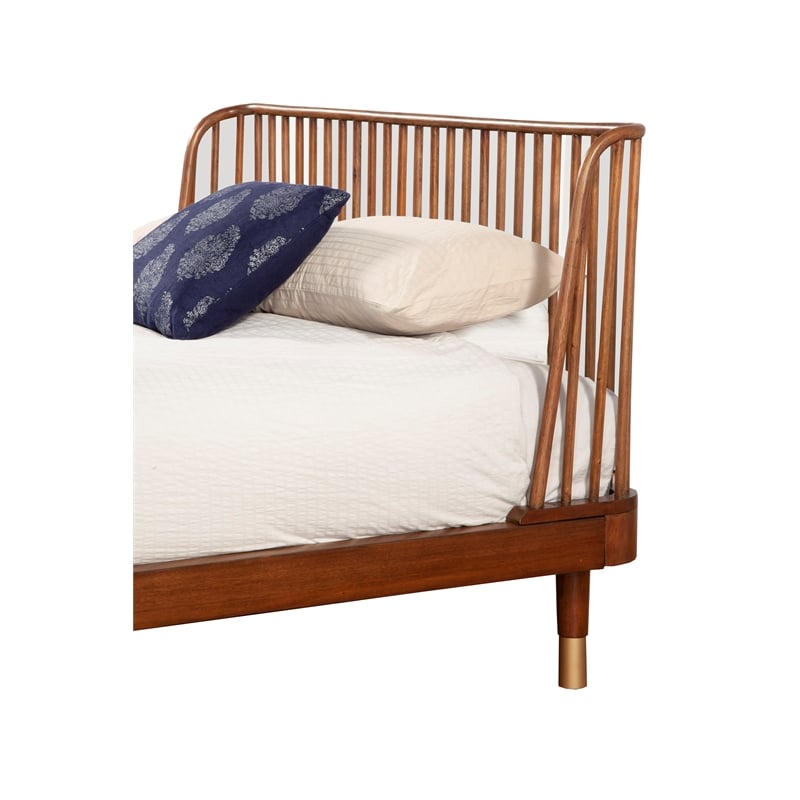 Pemberly Row Standard King Wood Platform Bed in Dark Walnut (Brown)