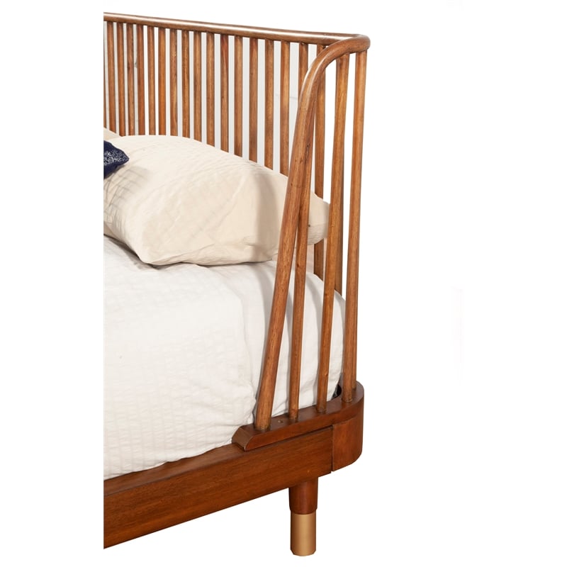 Pemberly Row Standard King Wood Platform Bed in Dark Walnut (Brown)