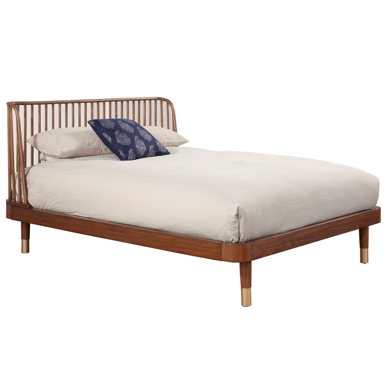 Pemberly Row Standard King Wood Platform Bed in Dark Walnut (Brown)