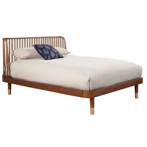 Pemberly Row Standard King Wood Platform Bed in Dark Walnut (Brown)