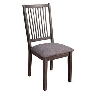 Pemberly Row Set of 2 Wood Slat Back Side Chairs in Dark Tobacco (Brown)