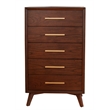 Pemberly Row Mid Century 5 Drawer Wood Bedroom Chest in Walnut (Brown)