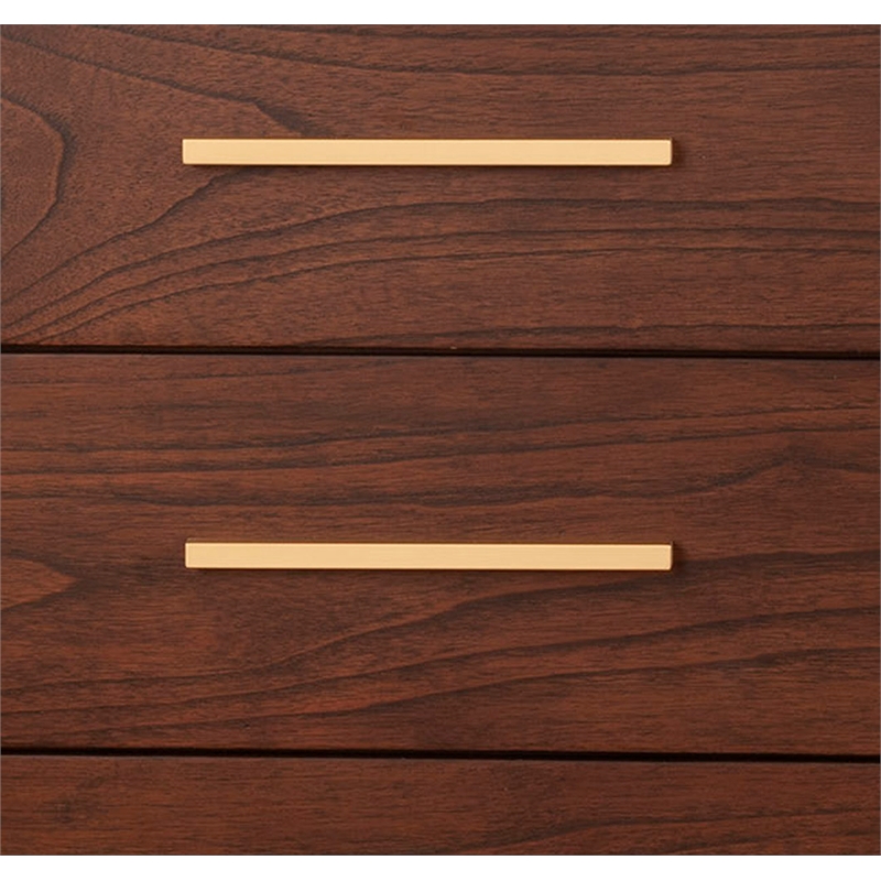 Pemberly Row Mid Century 5 Drawer Wood Bedroom Chest in Walnut (Brown)