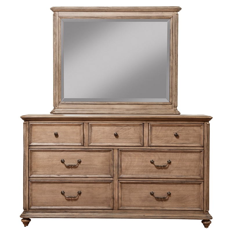 Pemberly Row Mahogany Wood Dresser Mirror in French Truffle (Brown)