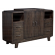 Pemberly Row Wood Dining Server with 2 Cabinets in Chocolate Brown
