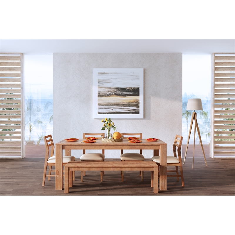 Pemberly Row Wood Fixed Top Dining Table in Weathered Natural (Brown)