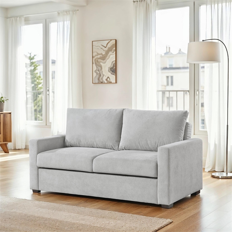 Pemberly Row 71 in. W Convertible Sleeper Sofa Bed in Light Gray