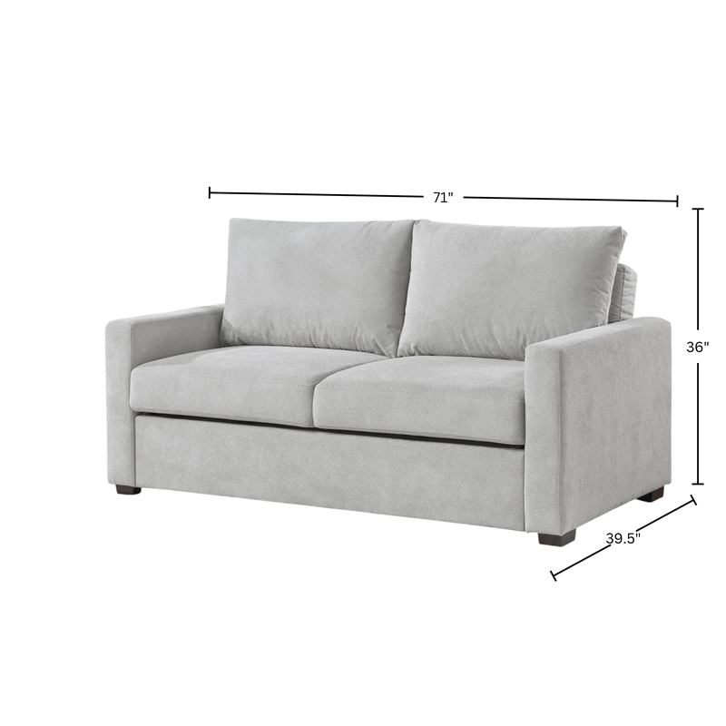 Pemberly Row 71 in. W Convertible Sleeper Sofa Bed in Light Gray