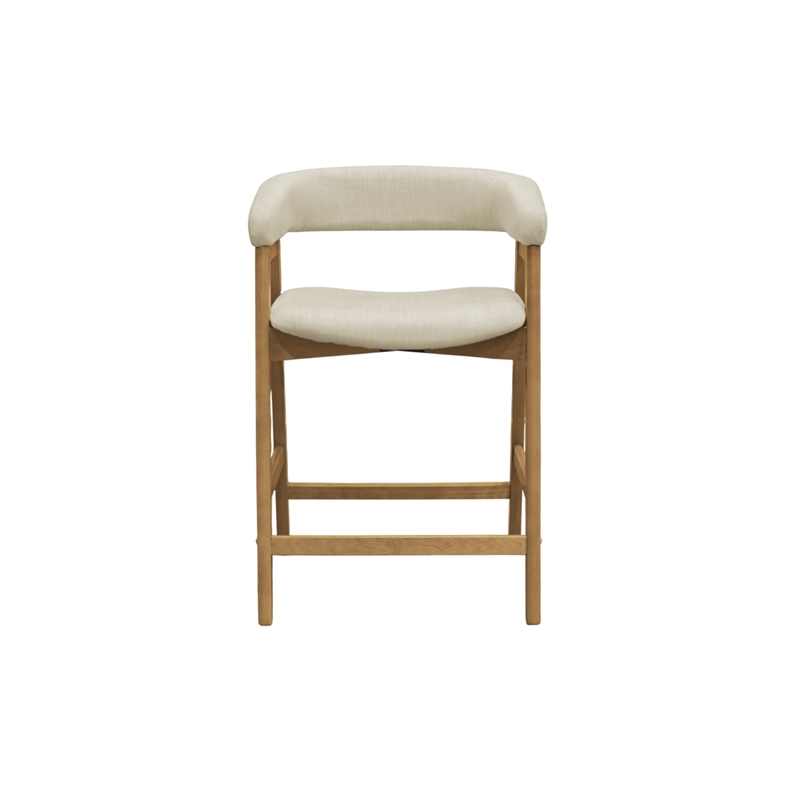 Pemberly Row Curved Back Wood Counter Height Chairs Set of 2 in Natural