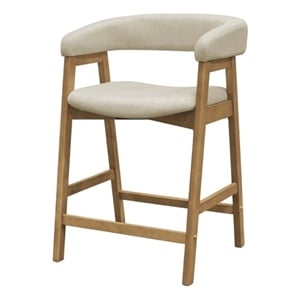 Pemberly Row Curved Back Wood Counter Height Chairs Set of 2 in Natural