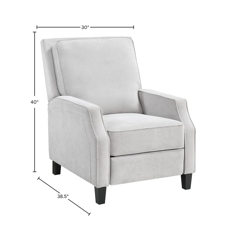 Pemberly Row Push Back Upholstered Recliner Chair in Light Gray