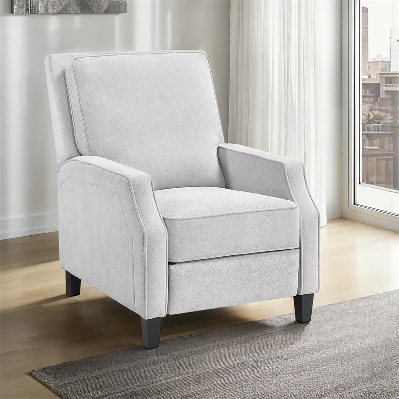 Pemberly Row Push Back Upholstered Recliner Chair in Light Gray