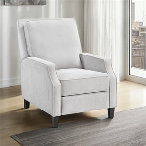 Pemberly Row Push Back Upholstered Recliner Chair in Light Gray