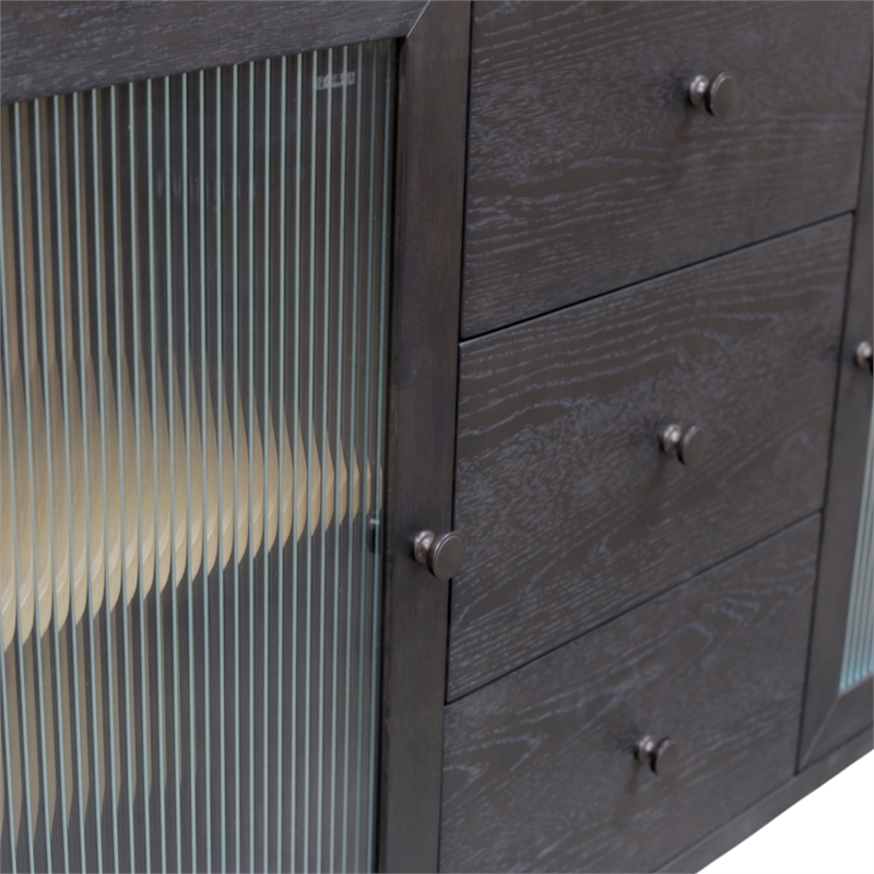 Pemberly Row Rectangular Wood Sideboard with 3 Drawers in Black