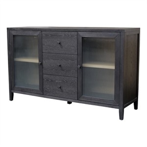 Pemberly Row Rectangular Wood Sideboard with 3 Drawers in Black