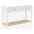 Pemberly Row 2 Drawer Console Table with Woven Shelf in Coconut Milk White