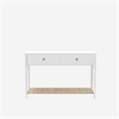 Pemberly Row 2 Drawer Console Table with Woven Shelf in Coconut Milk White