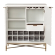 Pemberly Row Mahogany Wood Bar Cabinet for 14 Wine Bottles in White
