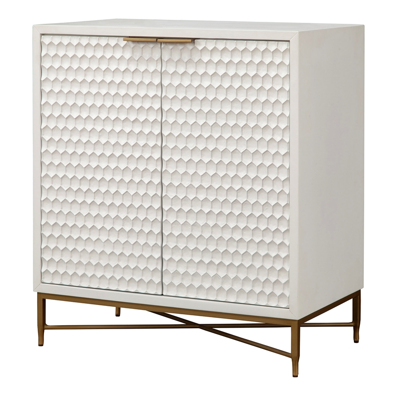 Pemberly Row Mahogany Wood Bar Cabinet for 14 Wine Bottles in White