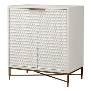 Pemberly Row Mahogany Wood Bar Cabinet for 14 Wine Bottles in White