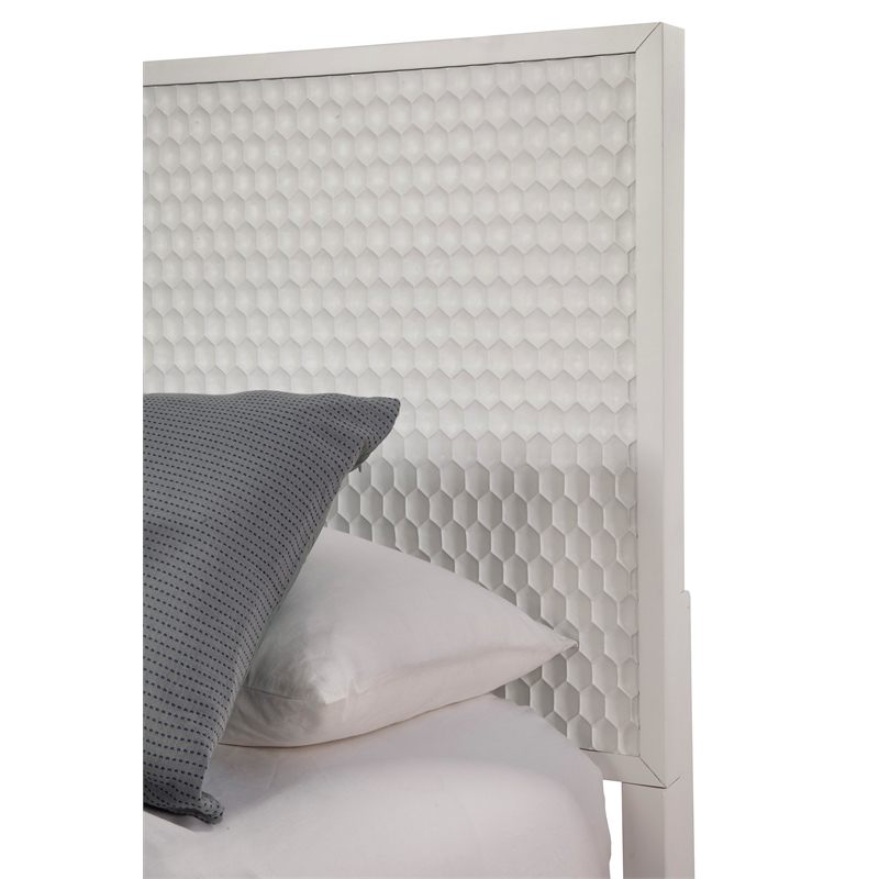 Pemberly Row Standard King Mahogany Wood Panel Bed in Classic White