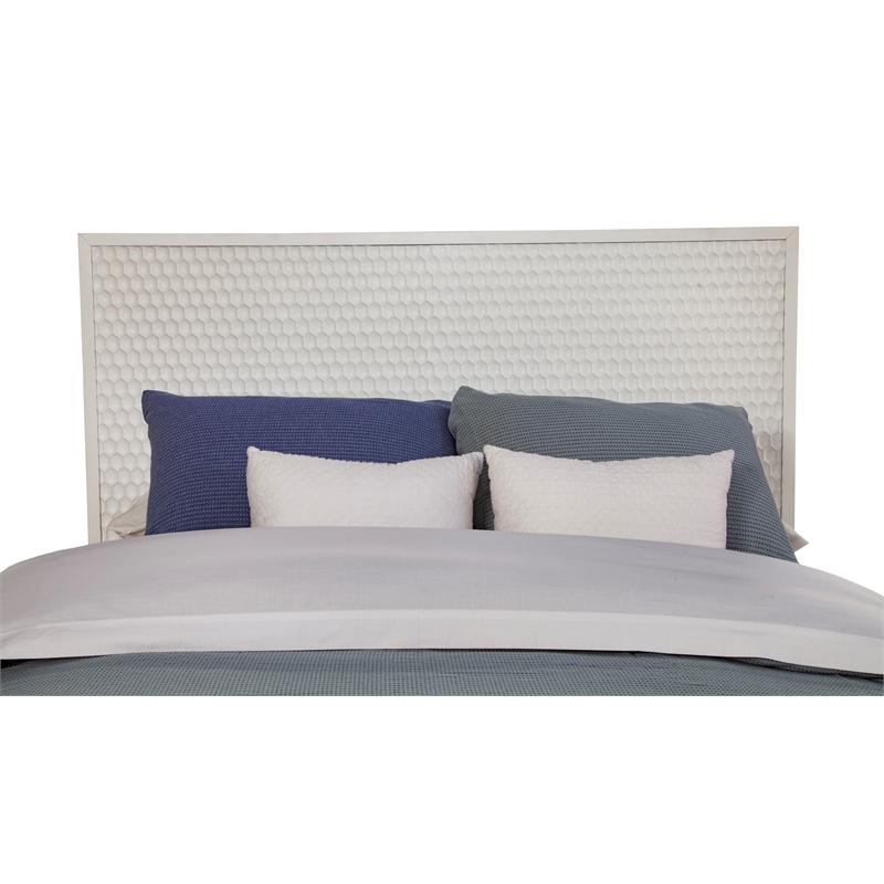Pemberly Row Standard King Mahogany Wood Panel Bed in Classic White
