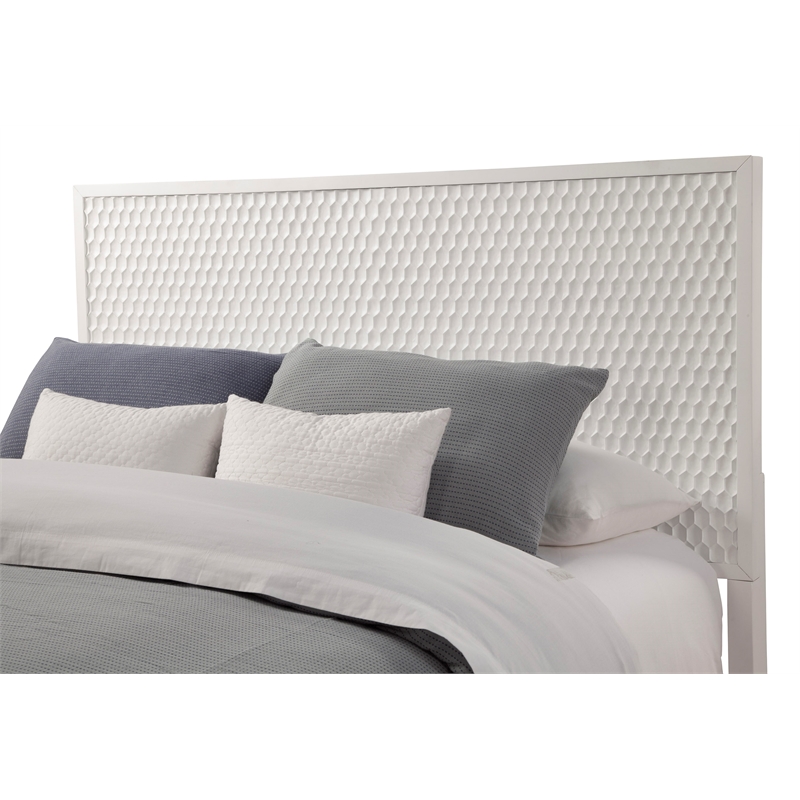 Pemberly Row Standard King Mahogany Wood Panel Bed in Classic White