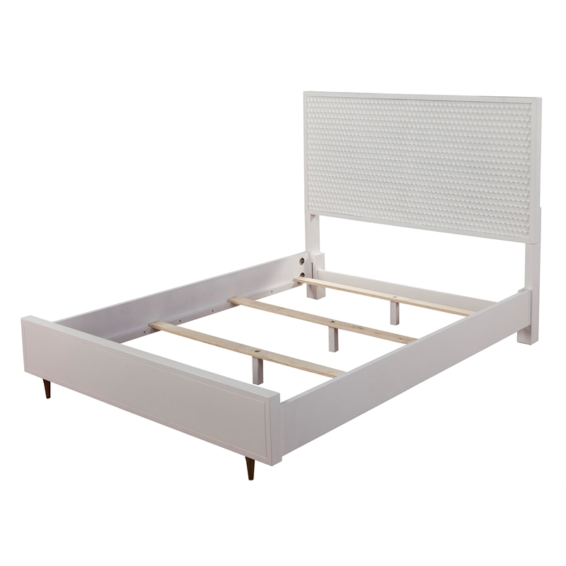 Pemberly Row Standard King Mahogany Wood Panel Bed in Classic White