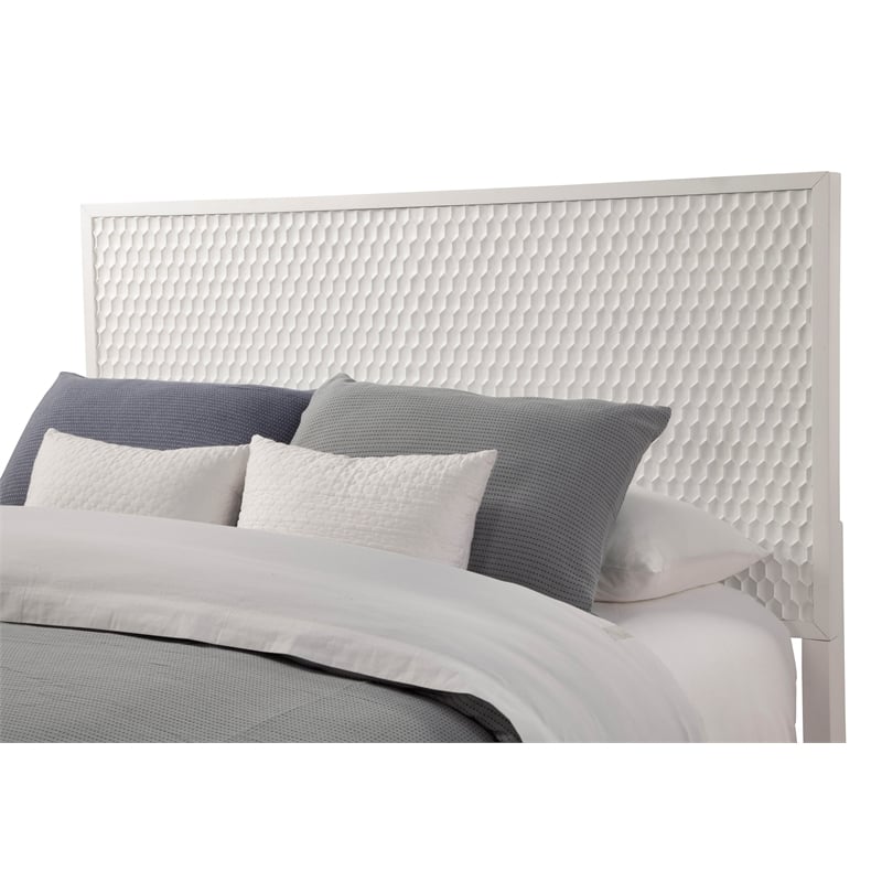 Pemberly Row Queen Size Mahogany Wood Panel Bed in Classic White