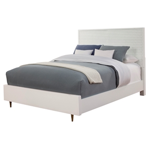 Pemberly Row Queen Size Mahogany Wood Panel Bed in Classic White