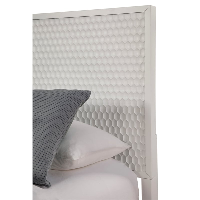 Pemberly Row Queen Size Mahogany Wood Panel Bed in Classic White