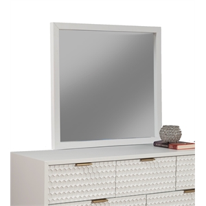 Pemberly Row Mahogany Wood Bedroom Dresser Mirror in Classic White