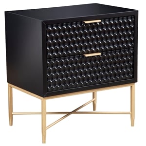 Pemberly Row Mahogany Wood 2 Drawer Nightstand in Classic Black