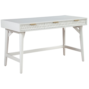 Pemberly Row Large Wood 3 Drawer Office Desk in Classic White