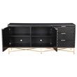 Pemberly Row Mahogany Wood 3 Drawer TV Media Console in Classic Black