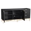Pemberly Row Mahogany Wood 3 Drawer TV Media Console in Classic Black